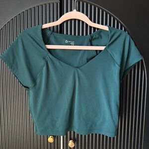 Aerie Forest Green V-Neck Crop Top